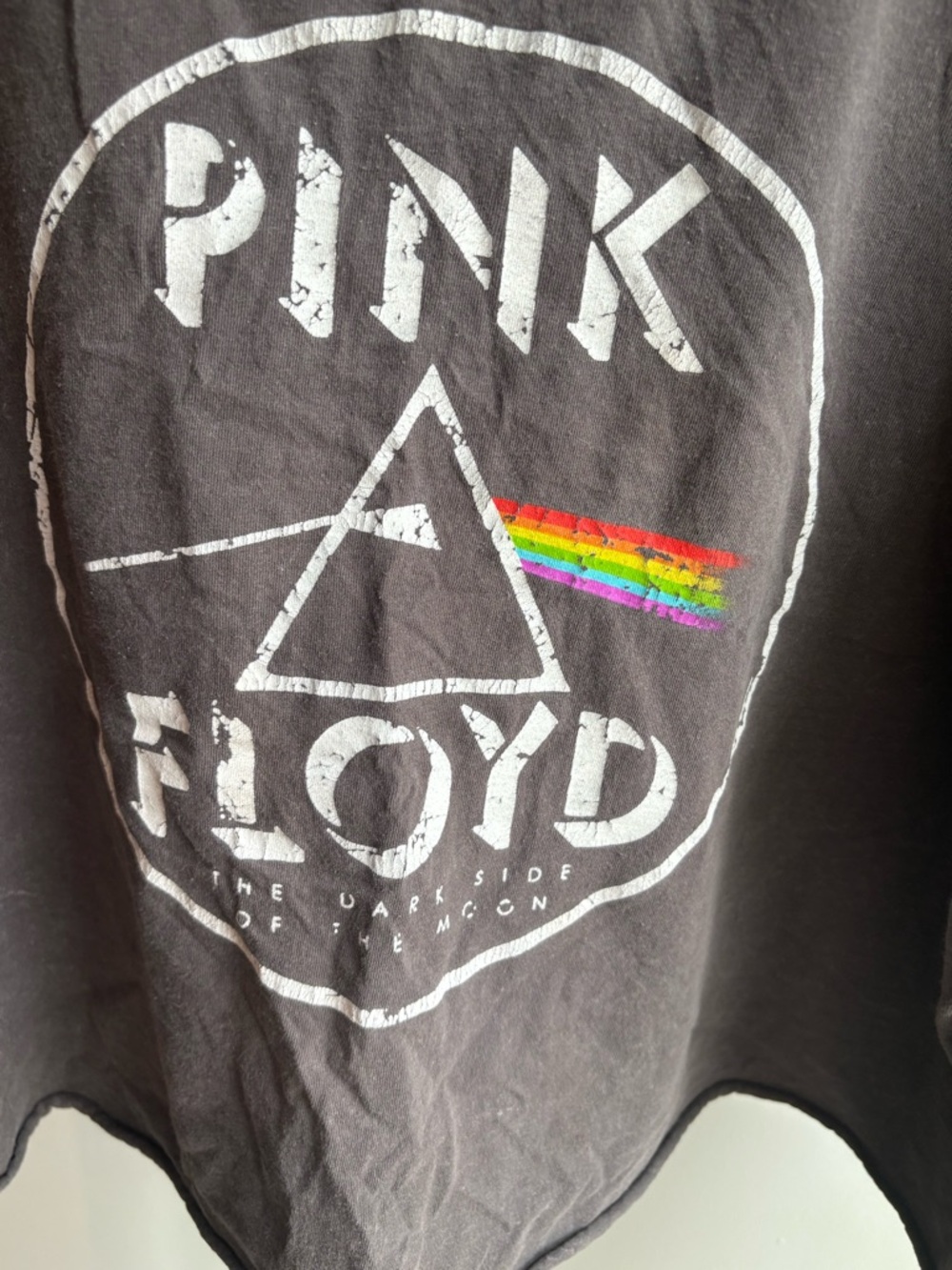 Pink Floyd Charcoal Gray Tee with Rainbow Prism Detail